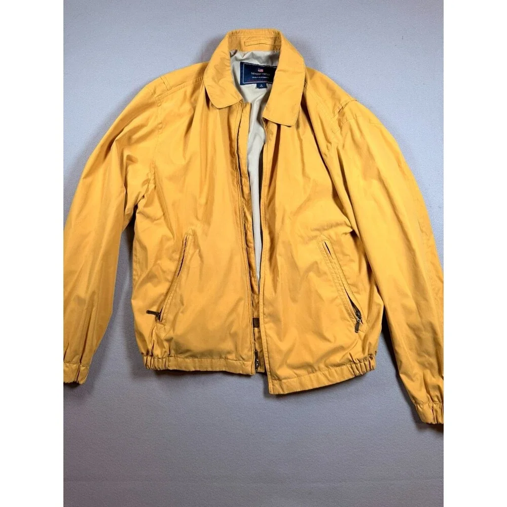 Medium Vintage Newport Harbor Mustard Yellow Bomber Jacket Sunglass pocket